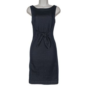 ANTHRO HOLDING HORSES Denim Dark Blue Tie Front Sleeveless Jean Mini Dress 6 S